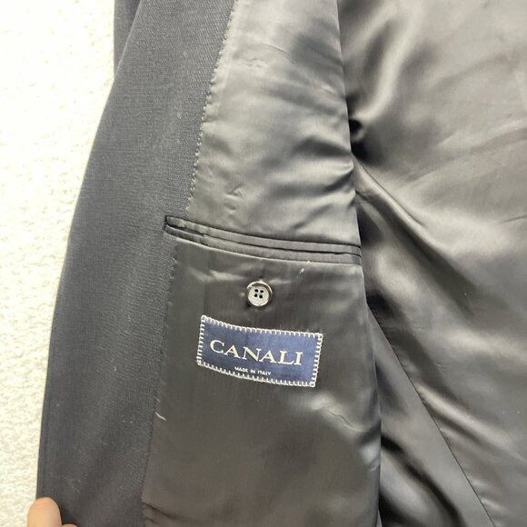 Canali Super 120s 100% Wool Men's 2-Piece Suit Jacket / Pants Black / Blue 54 R - Picture 10 of 16
